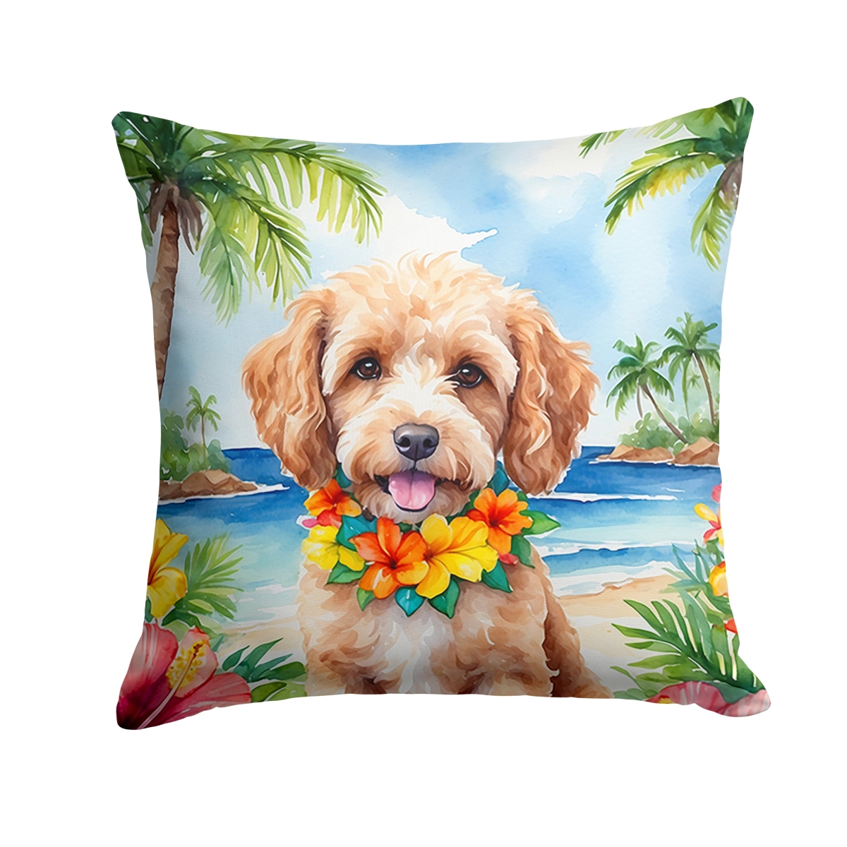14 x 14 in. Cockapoo Luau Throw Pillow