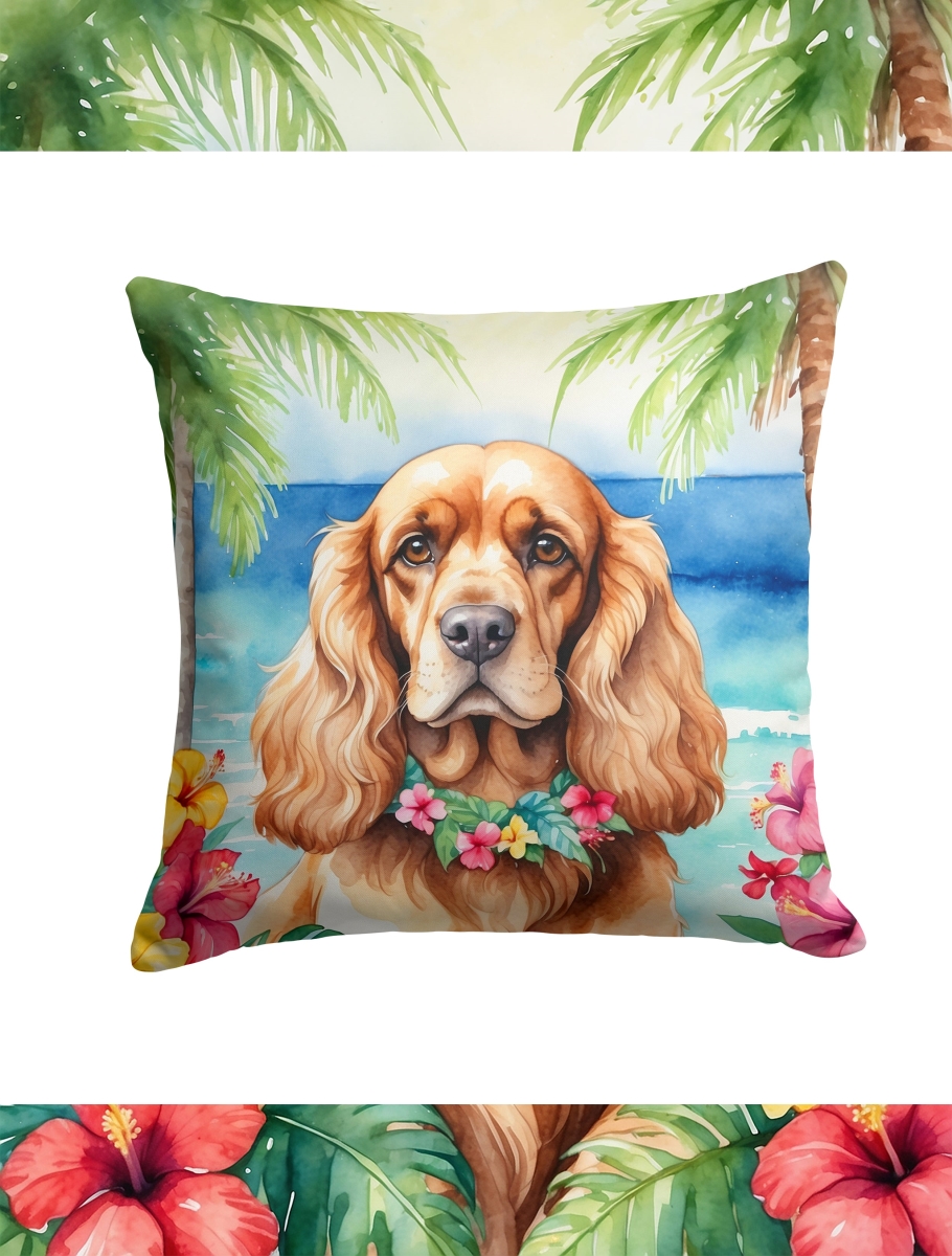 14 x 14 in. Cocker Spaniel Luau Throw Pillow