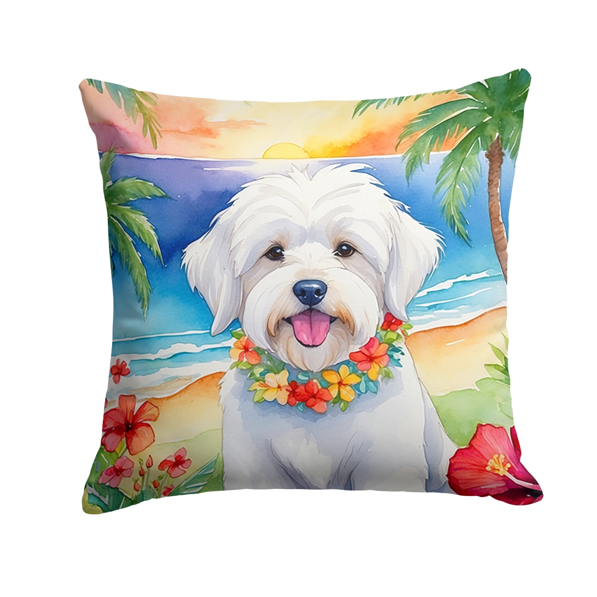 14 x 14 in. Coton De Tulear Luau Throw Pillow