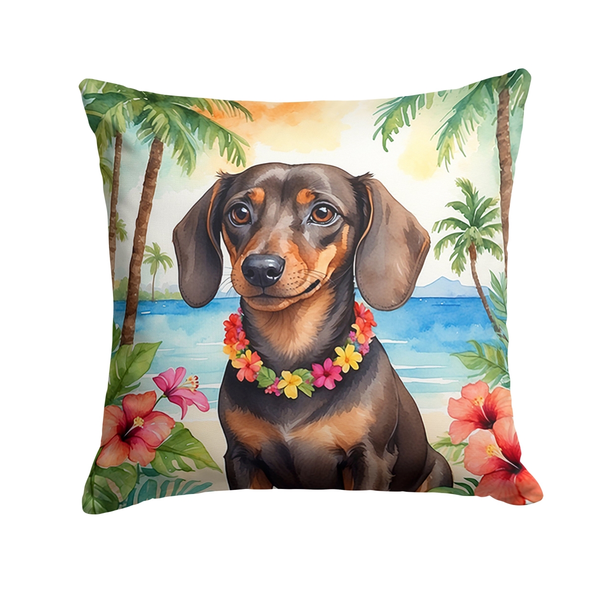 14 x 14 in. Dachshund Luau Throw Pillow