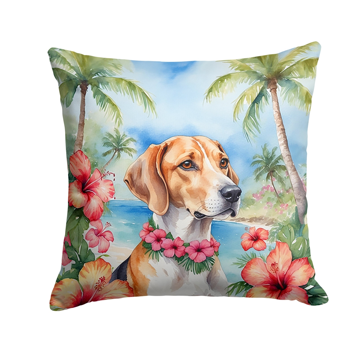 14 x 14 in. English Foxhound Luau Throw Pillow