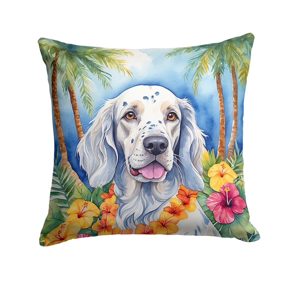 14 x 14 in. English Setter Luau Throw Pillow