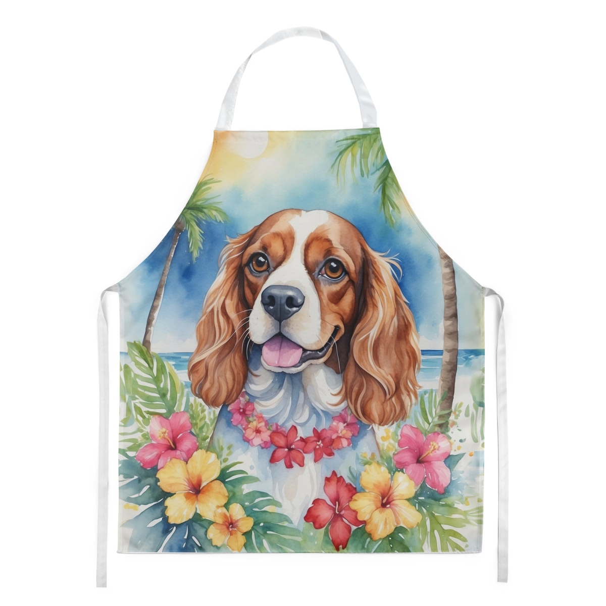 Picture of Carolines Treasures DAC6401APRON 30 x 27 in. Cavalier Spaniel Luau Apron