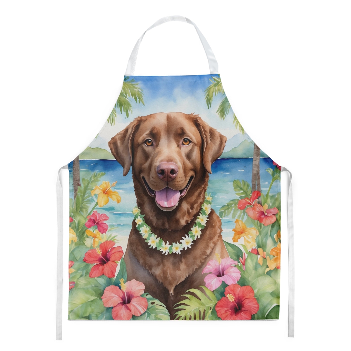 Picture of Carolines Treasures DAC6402APRON 30 x 27 in. Chesapeake Bay Retriever Luau Apron
