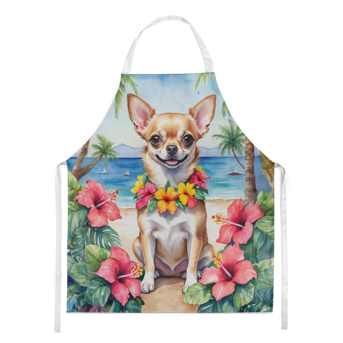 Picture of Carolines Treasures DAC6403APRON 30 x 27 in. Chihuahua Luau Apron