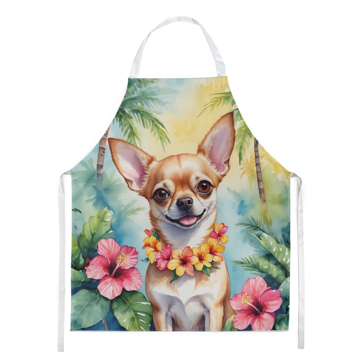 Picture of Carolines Treasures DAC6404APRON 30 x 27 in. Chihuahua Luau Apron