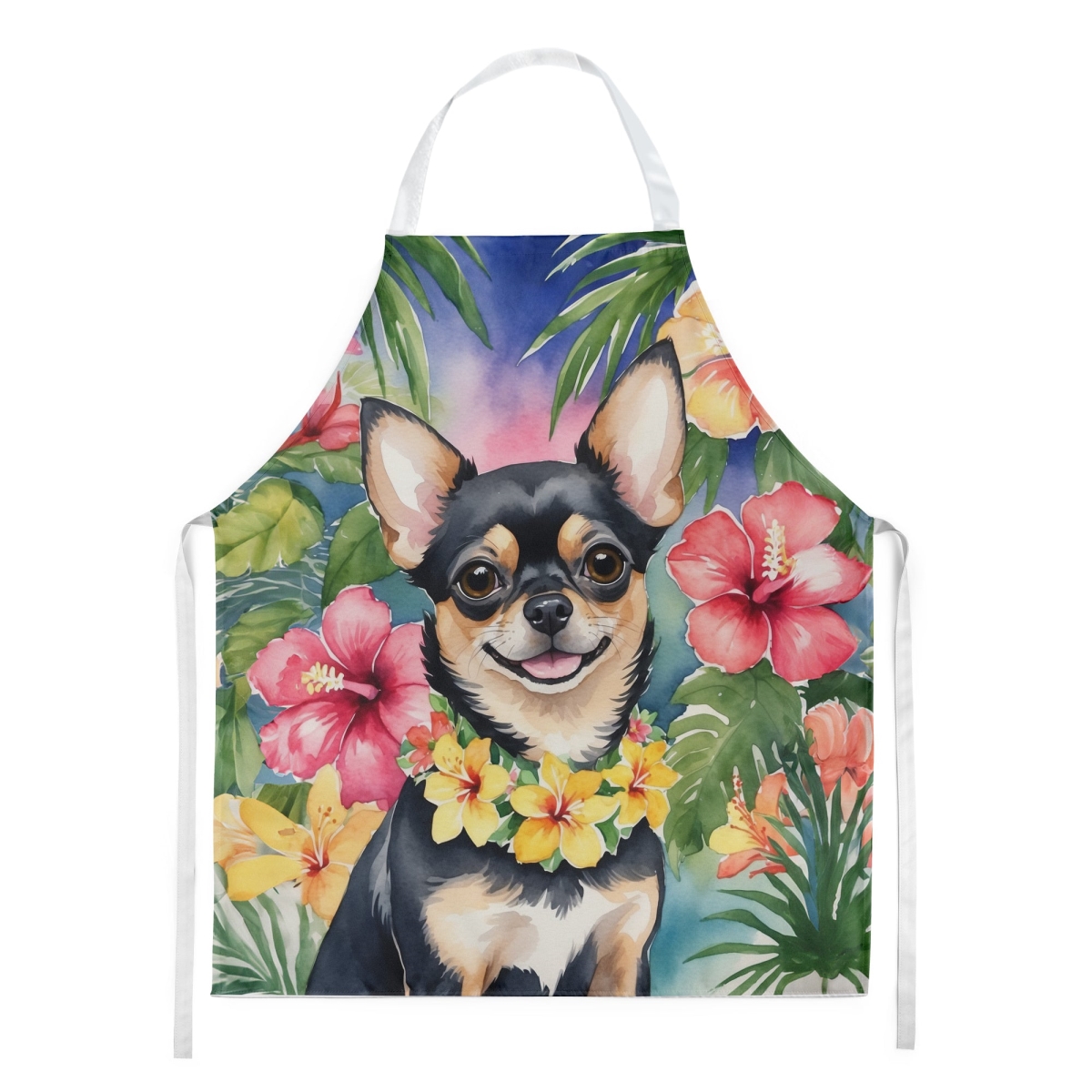 Picture of Carolines Treasures DAC6405APRON 30 x 27 in. Chihuahua Luau Apron