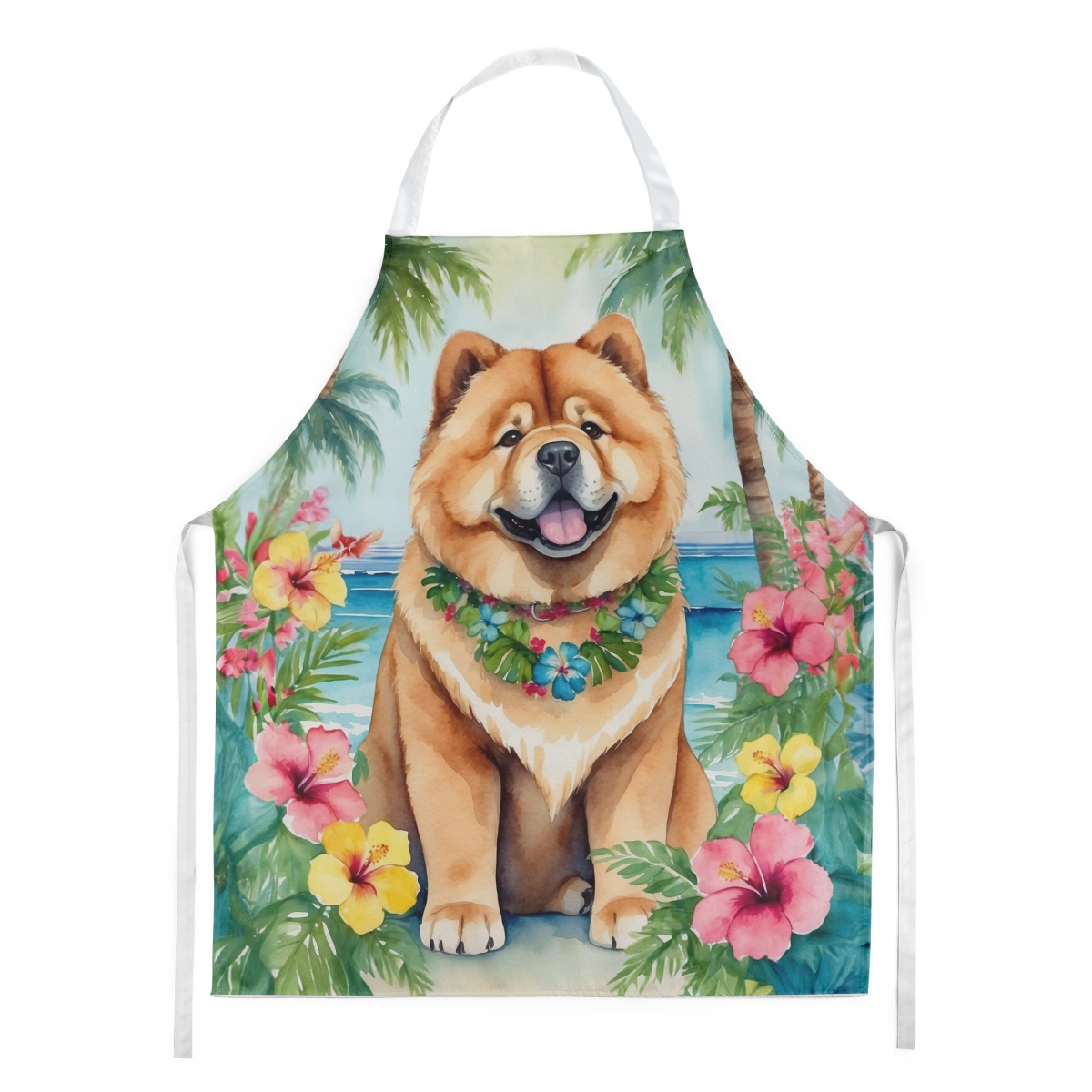 Picture of Carolines Treasures DAC6407APRON 30 x 27 in. Chow Chow Luau Apron