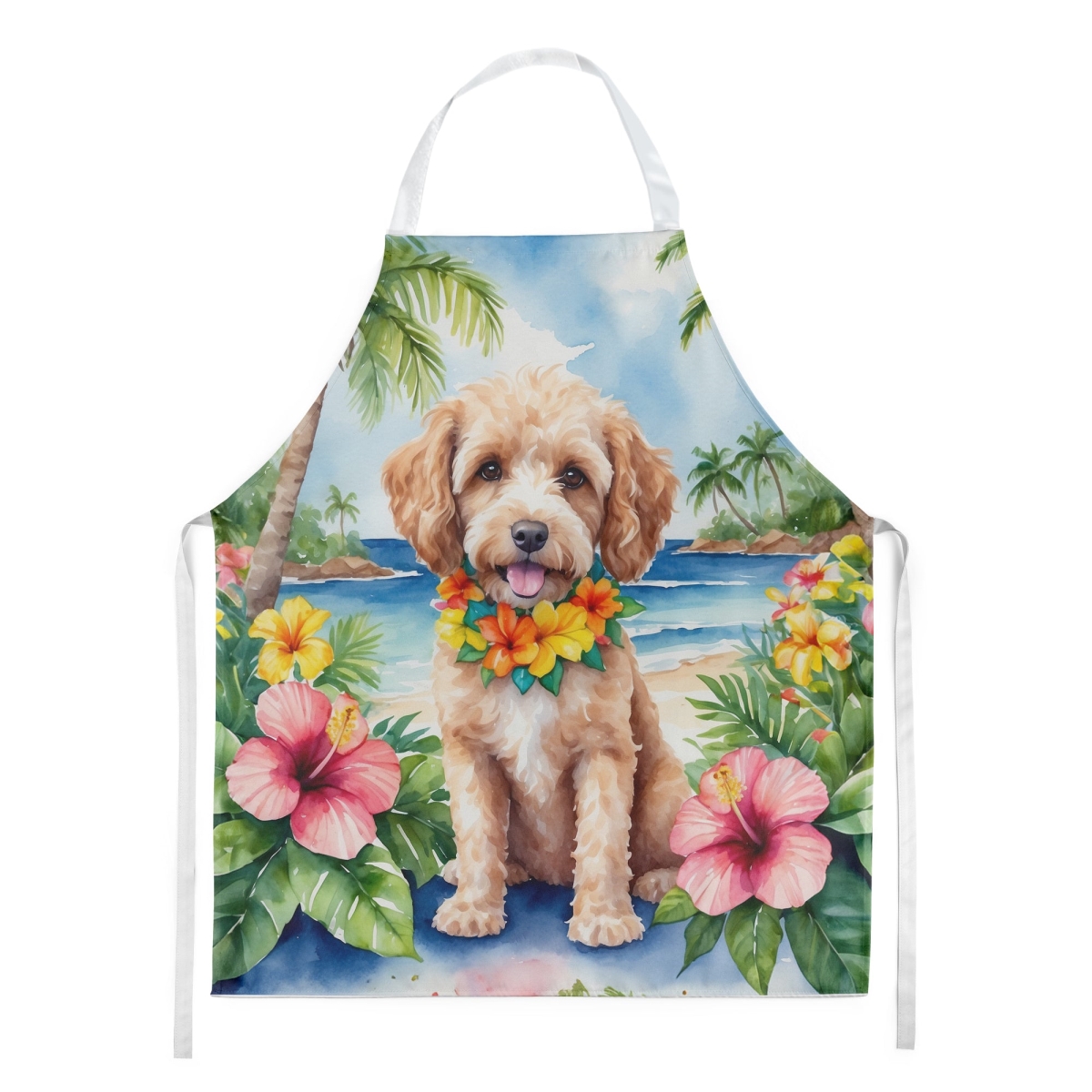 Picture of Carolines Treasures DAC6409APRON 30 x 27 in. Cockapoo Luau Apron
