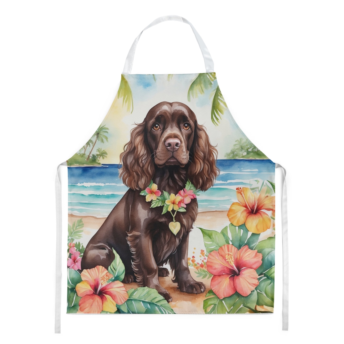 Picture of Carolines Treasures DAC6410APRON 30 x 27 in. Cocker Spaniel Luau Apron