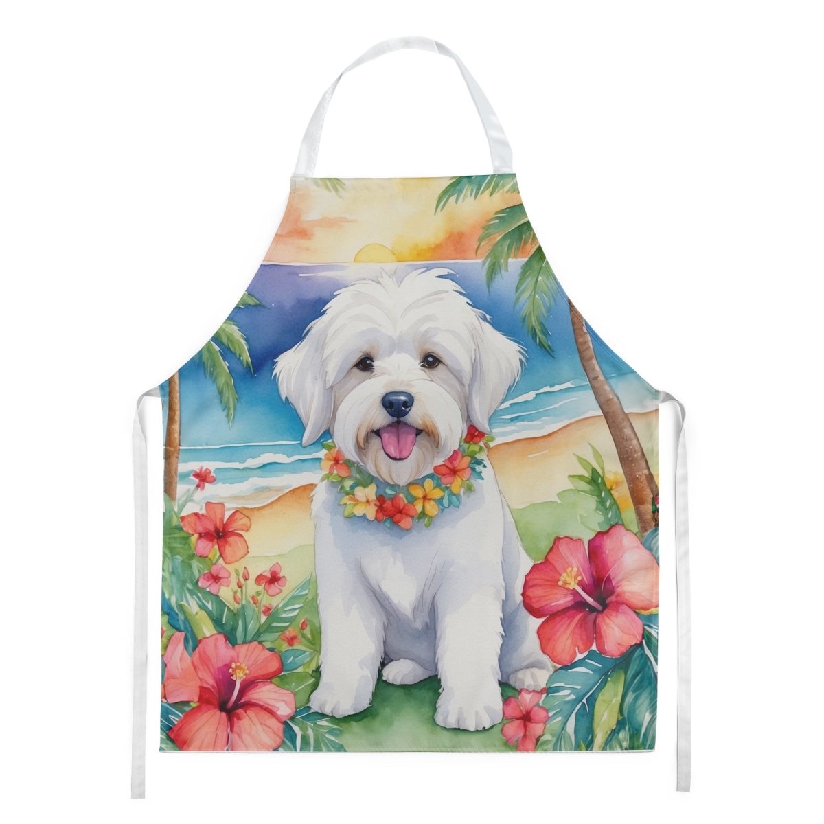 Picture of Carolines Treasures DAC6416APRON 30 x 27 in. Coton De Tulear Luau Apron
