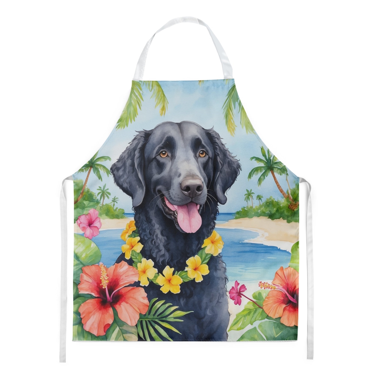 Picture of Carolines Treasures DAC6417APRON 30 x 27 in. Curly-Coated Retriever Luau Apron