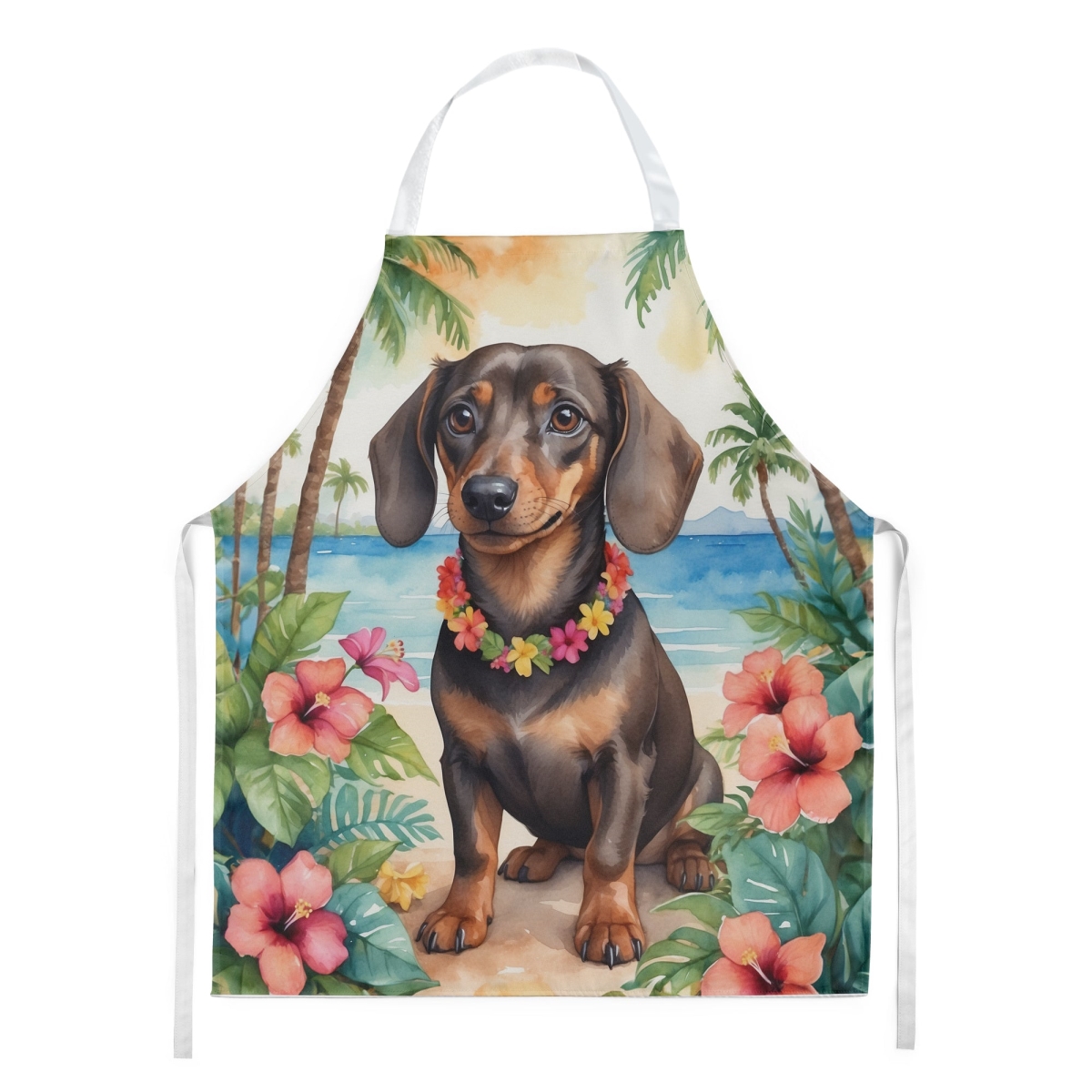 Picture of Carolines Treasures DAC6418APRON 30 x 27 in. Dachshund Luau Apron