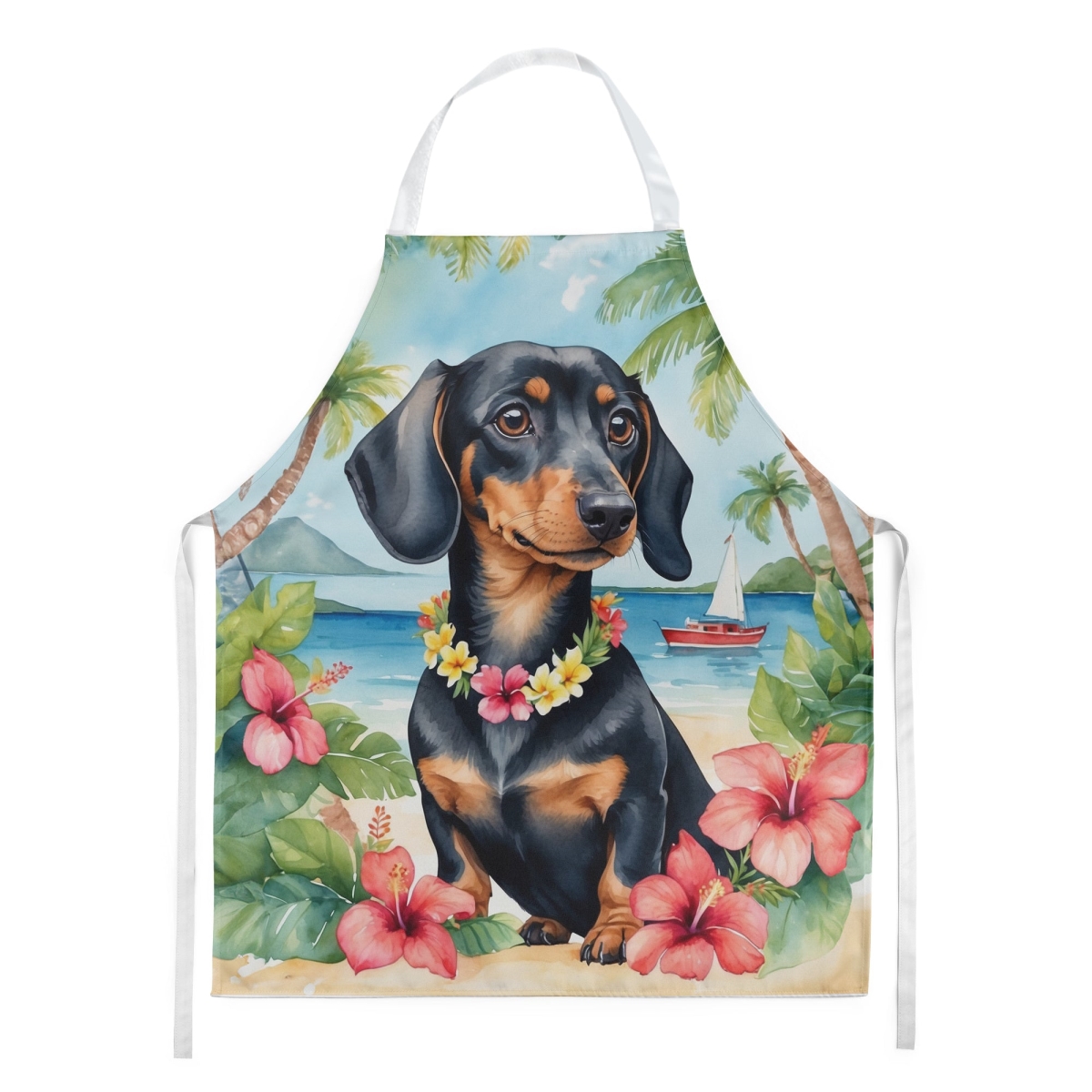 Picture of Carolines Treasures DAC6419APRON 30 x 27 in. Dachshund Luau Apron