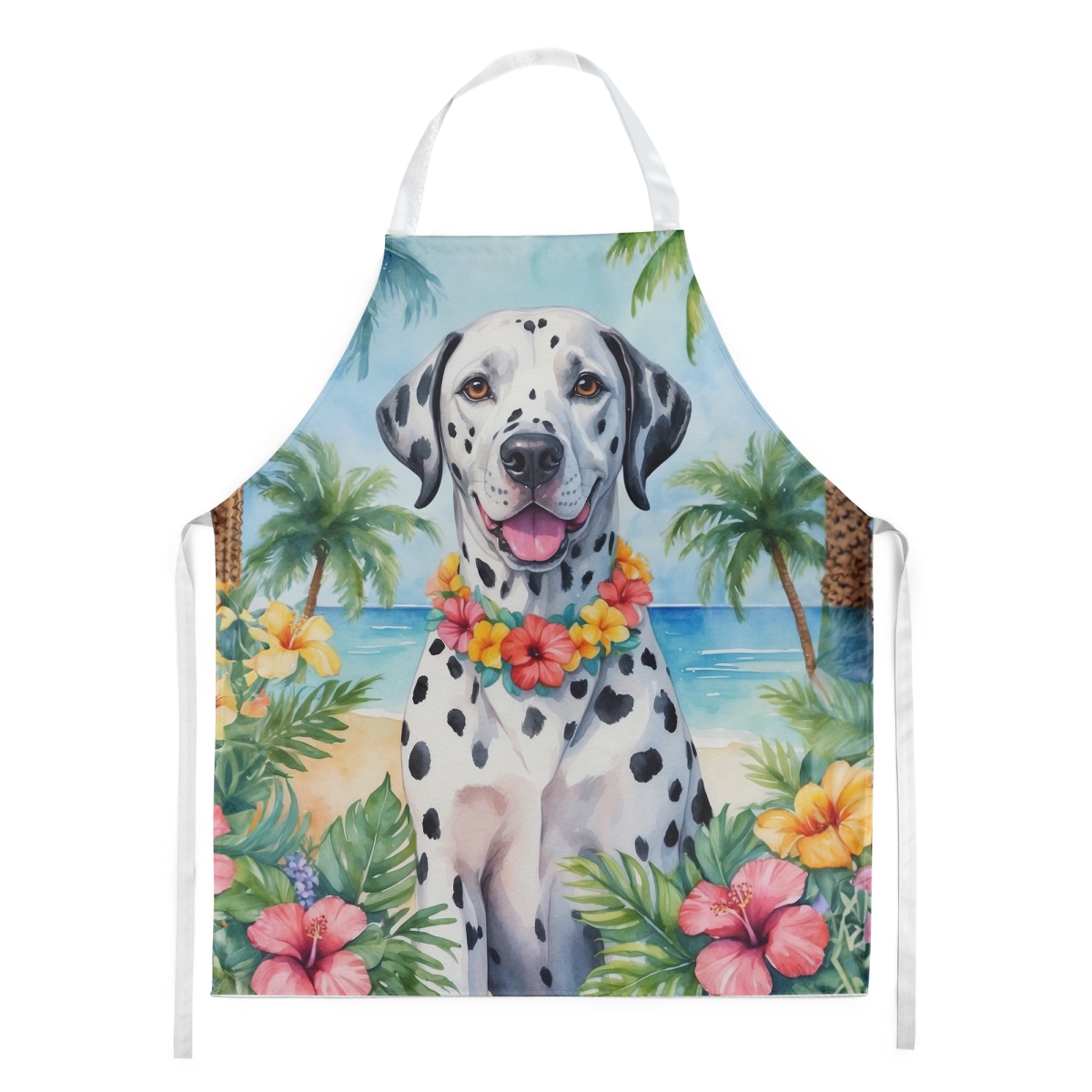Picture of Carolines Treasures DAC6420APRON 30 x 27 in. Dalmatian Luau Apron