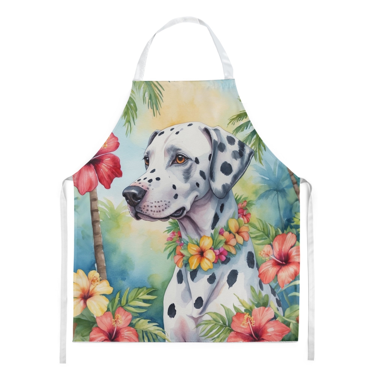 Picture of Carolines Treasures DAC6421APRON 30 x 27 in. Dalmatian Luau Apron