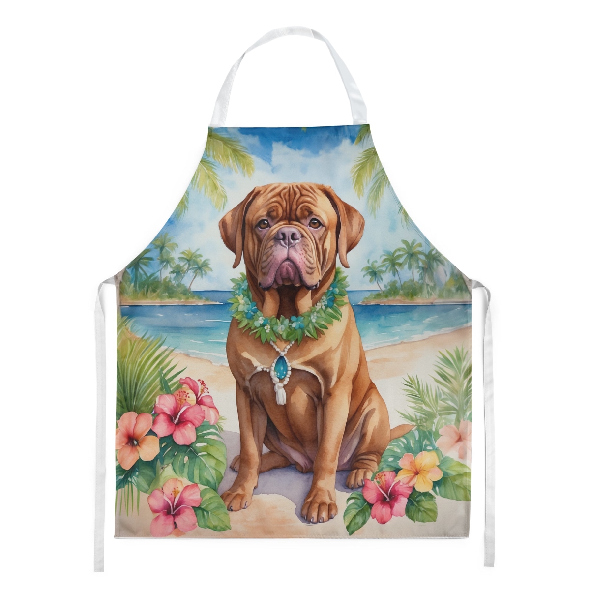 Picture of Carolines Treasures DAC6423APRON 30 x 27 in. Dogue De Bordeaux Luau Apron
