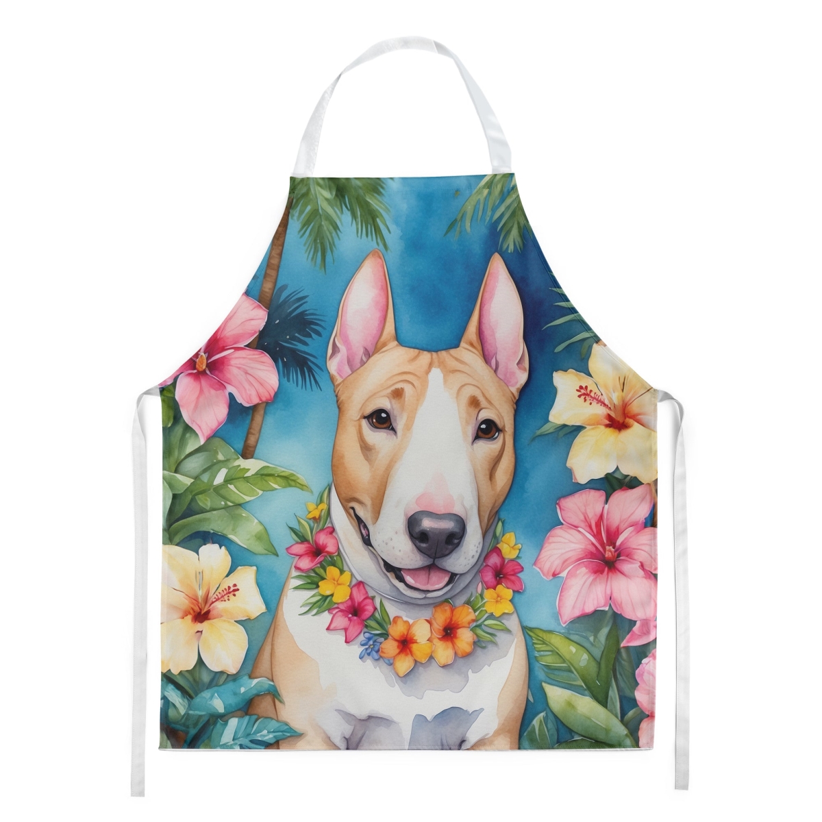 Picture of Carolines Treasures DAC6424APRON 30 x 27 in. English Bull Terrier Luau Apron