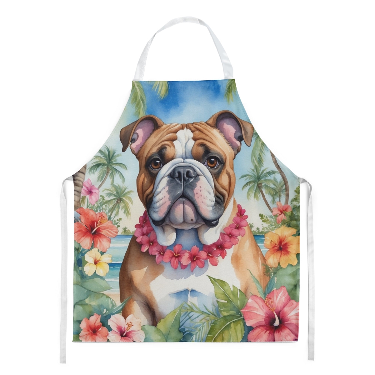 Picture of Carolines Treasures DAC6426APRON 30 x 27 in. English Bulldog Luau Apron