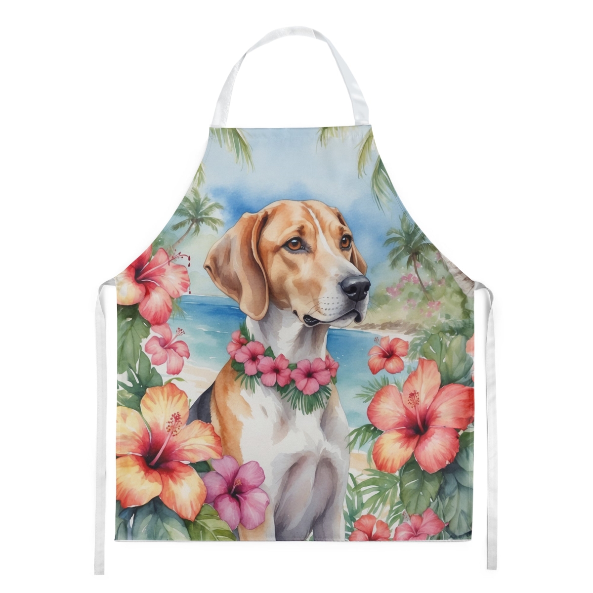 Picture of Carolines Treasures DAC6428APRON 30 x 27 in. English Foxhound Luau Apron