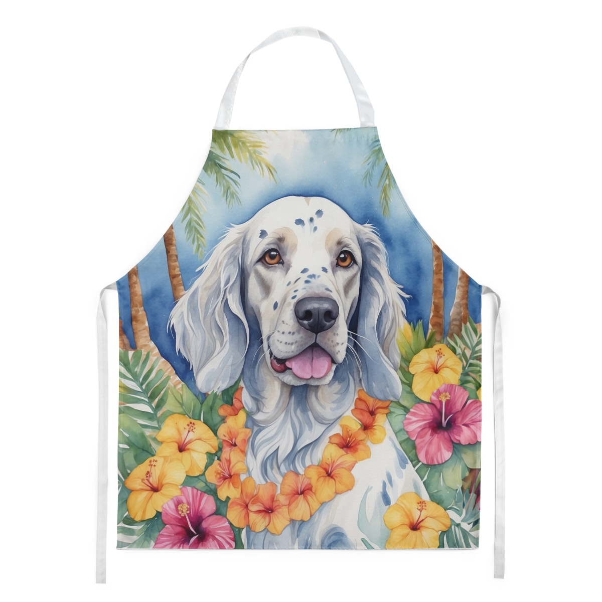 Picture of Carolines Treasures DAC6429APRON 30 x 27 in. English Setter Luau Apron