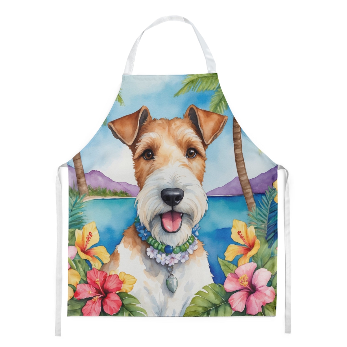 Picture of Carolines Treasures DAC6434APRON 30 x 27 in. Fox Terrier Luau Apron
