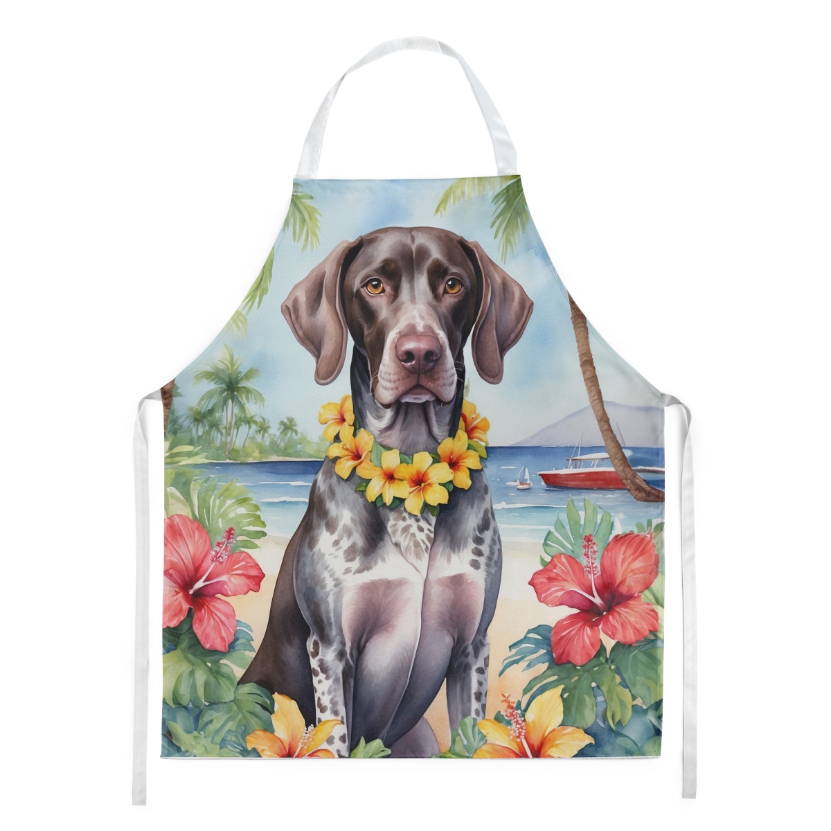Picture of Carolines Treasures DAC6439APRON 30 x 27 in. German Shorthaired Pointer Luau Apron