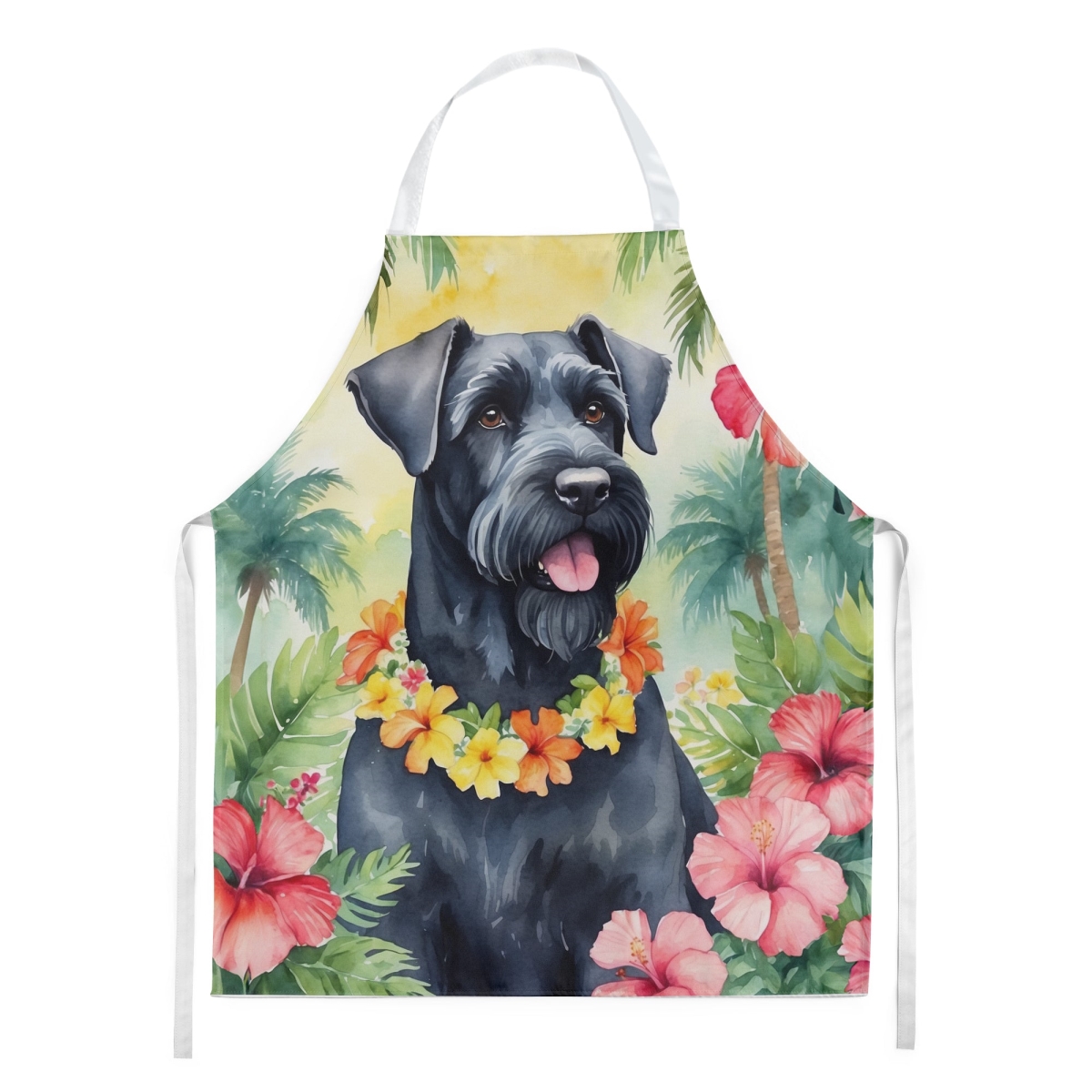 Picture of Carolines Treasures DAC6441APRON 30 x 27 in. Giant Schnauzer Luau Apron