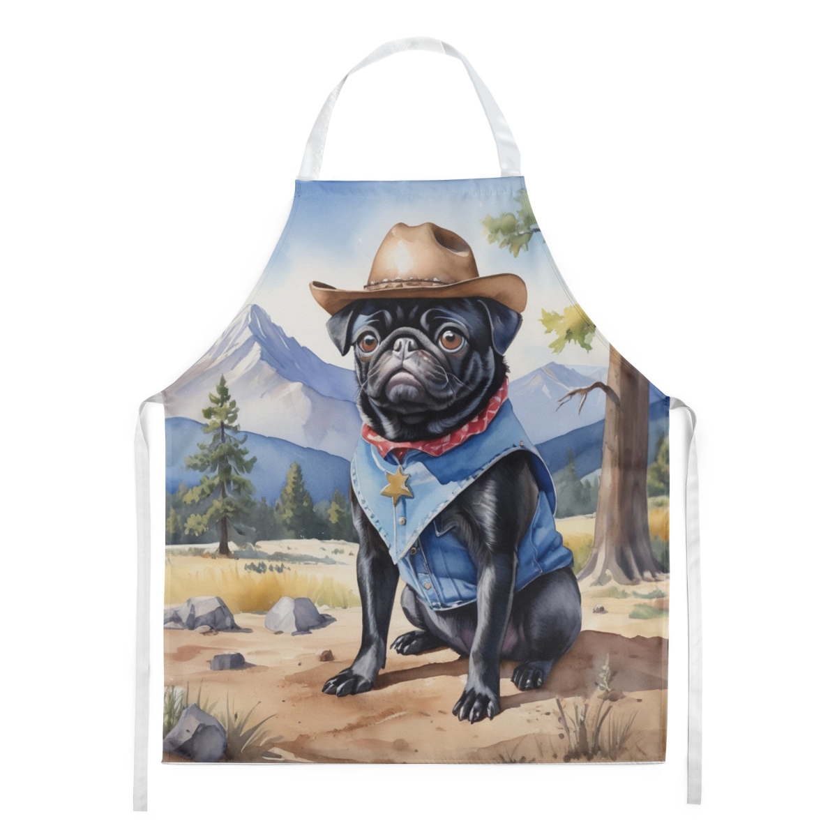 Picture of Carolines Treasures DAC5966APRON 30 x 27 in. Pug Cowboy Welcome Apron