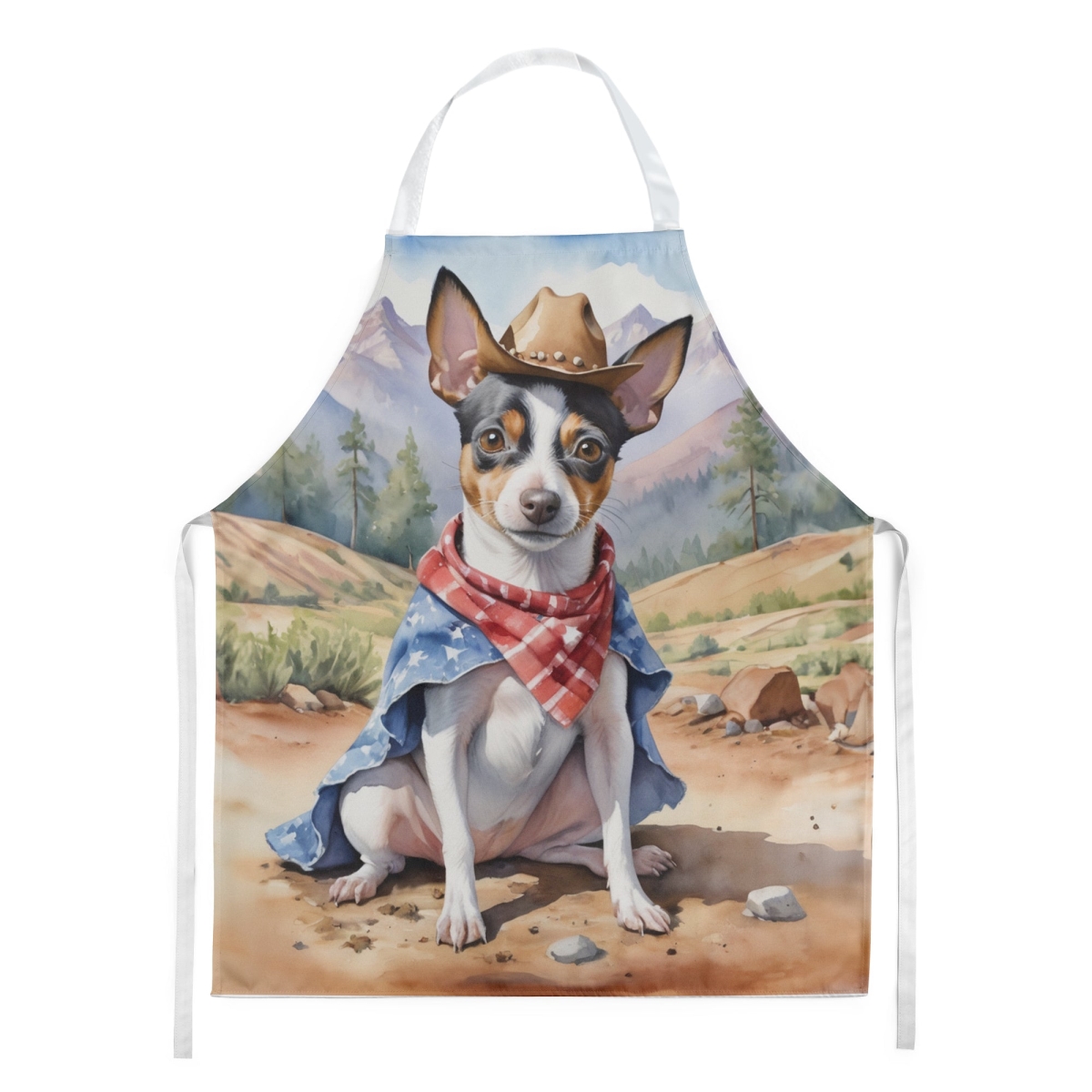 Picture of Carolines Treasures DAC5968APRON 30 x 27 in. Rat Terrier Cowboy Welcome Apron