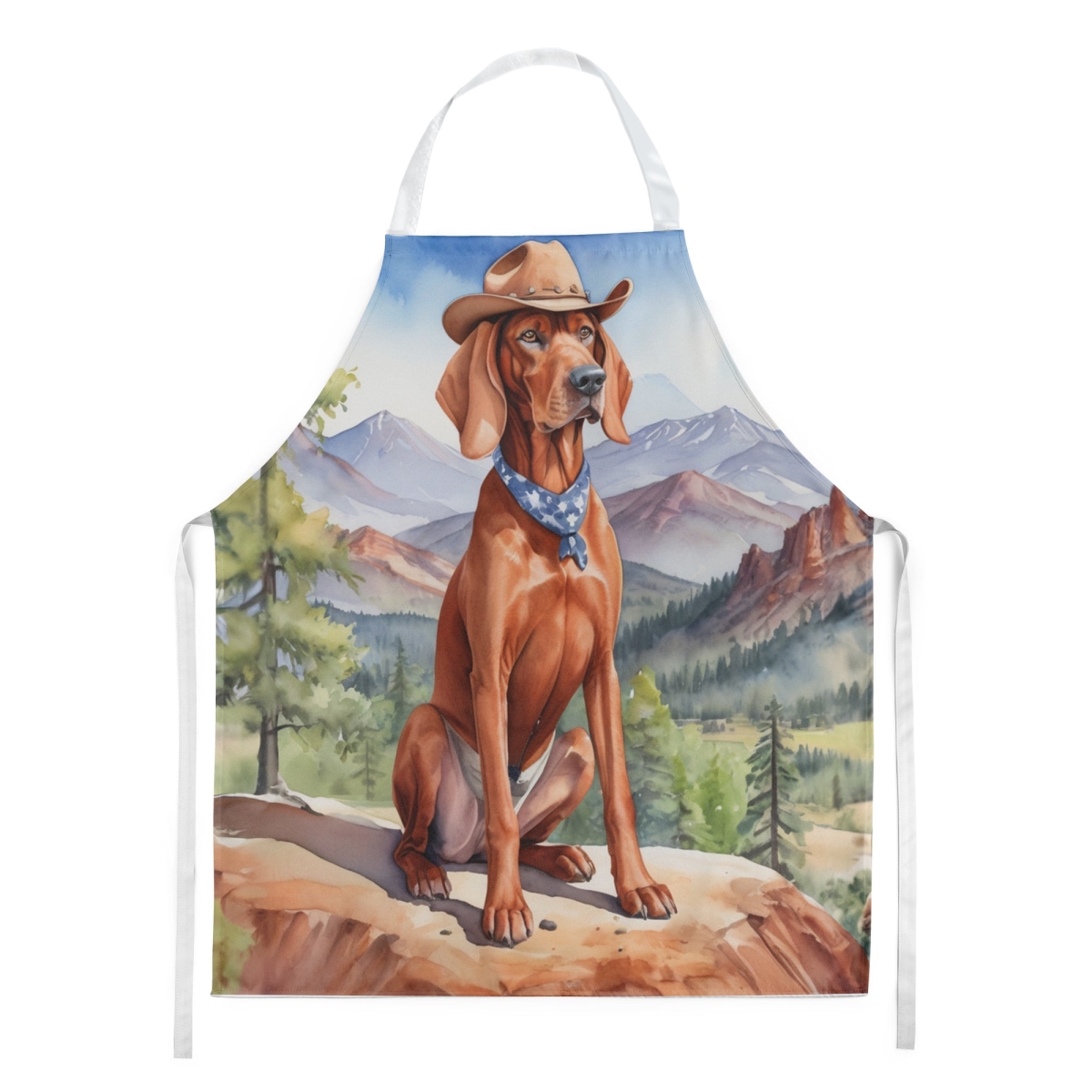Picture of Carolines Treasures DAC5969APRON 30 x 27 in. Redbone Coonhound Cowboy Welcome Apron