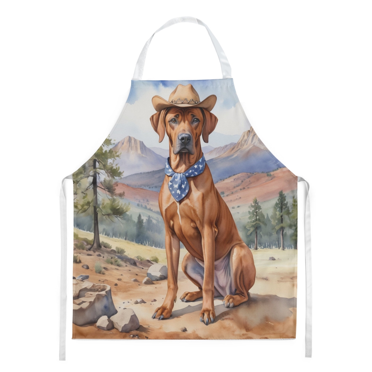 Picture of Carolines Treasures DAC5970APRON 30 x 27 in. Rhodesian Ridgeback Cowboy Welcome Apron