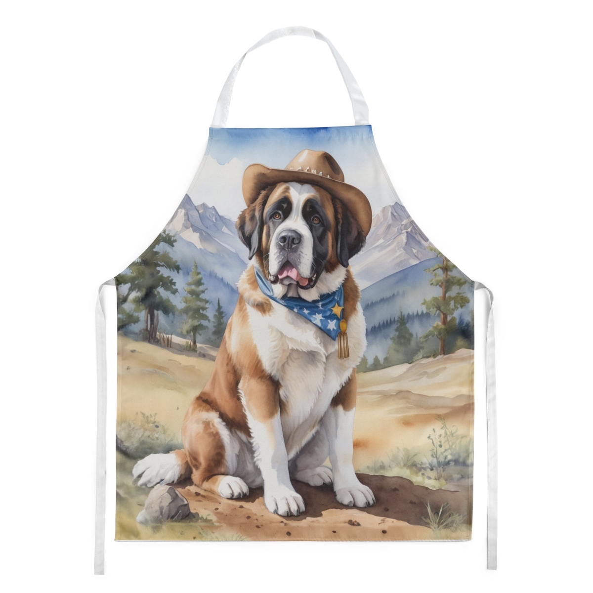 Picture of Carolines Treasures DAC5972APRON 30 x 27 in. Saint Bernard Cowboy Welcome Apron