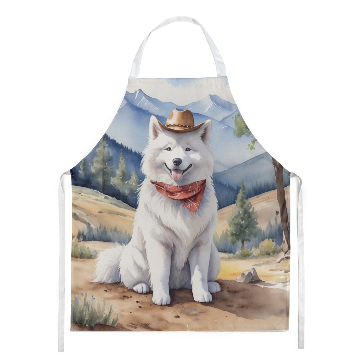 Picture of Carolines Treasures DAC5973APRON 30 x 27 in. Samoyed Cowboy Welcome Apron