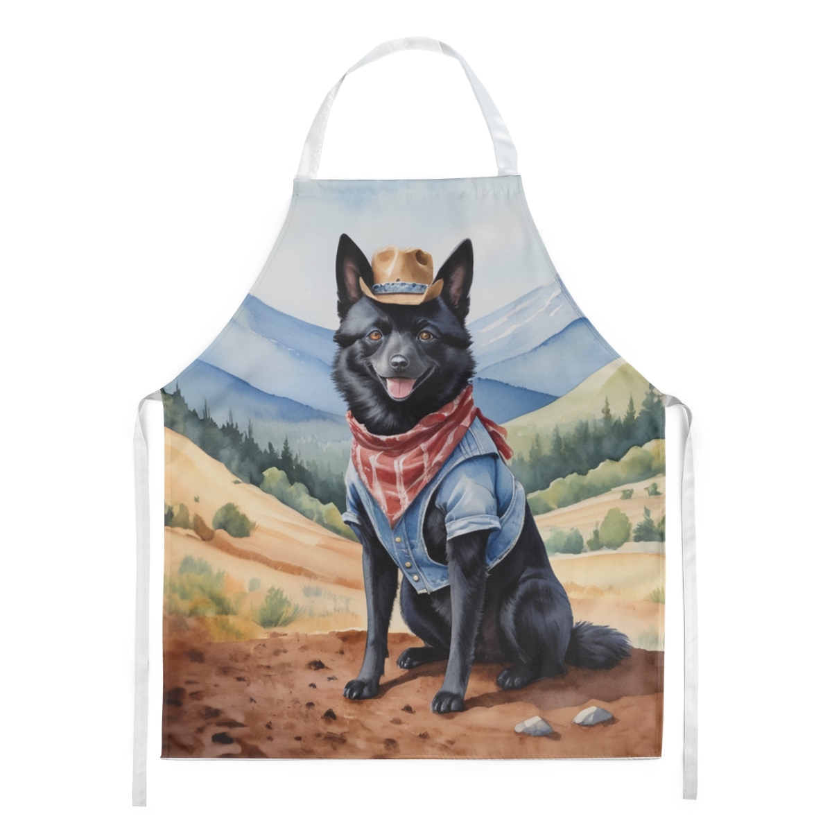 Picture of Carolines Treasures DAC5974APRON 30 x 27 in. Schipperke Cowboy Welcome Apron