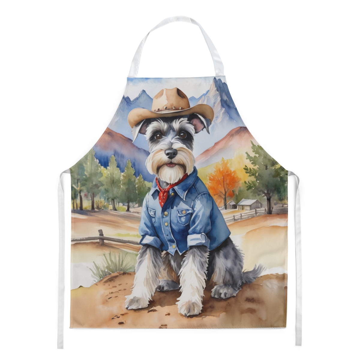 Picture of Carolines Treasures DAC5975APRON 30 x 27 in. Schnauzer Cowboy Welcome Apron