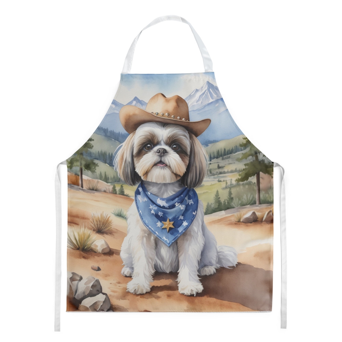 Picture of Carolines Treasures DAC5982APRON 30 x 27 in. Shih Tzu Cowboy Welcome Apron