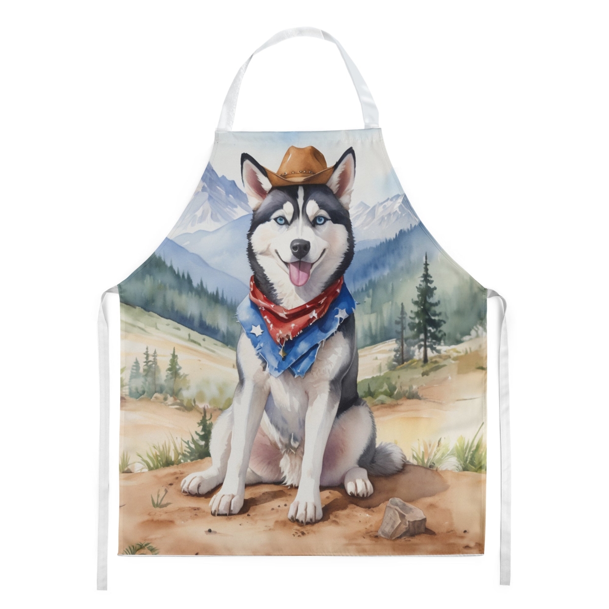 Picture of Carolines Treasures DAC5983APRON 30 x 27 in. Siberian Husky Cowboy Welcome Apron