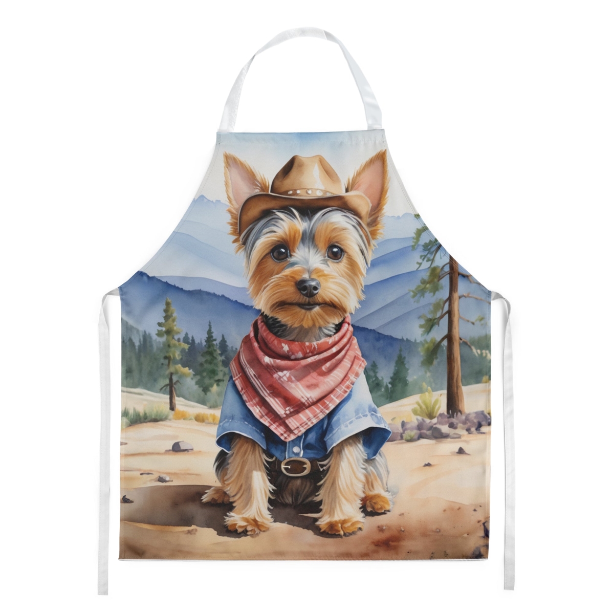 Picture of Carolines Treasures DAC5984APRON 30 x 27 in. Silky Terrier Cowboy Welcome Apron