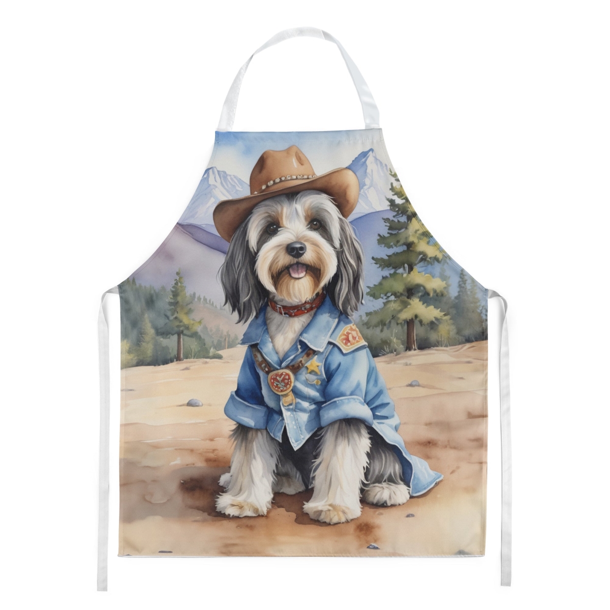 Picture of Carolines Treasures DAC5989APRON 30 x 27 in. Tibetan Terrier Cowboy Welcome Apron