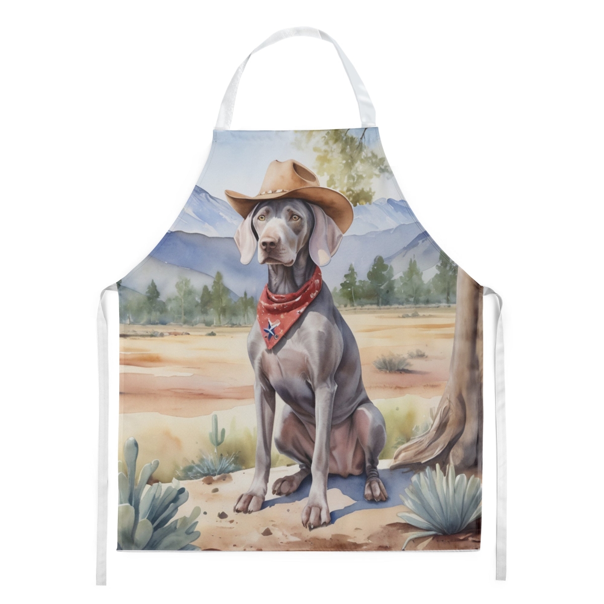 Picture of Carolines Treasures DAC5991APRON 30 x 27 in. Weimaraner Cowboy Welcome Apron