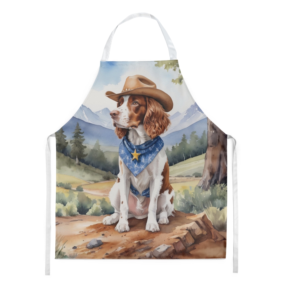 Picture of Carolines Treasures DAC5992APRON 30 x 27 in. Welsh Springer Spaniel Cowboy Welcome Apron