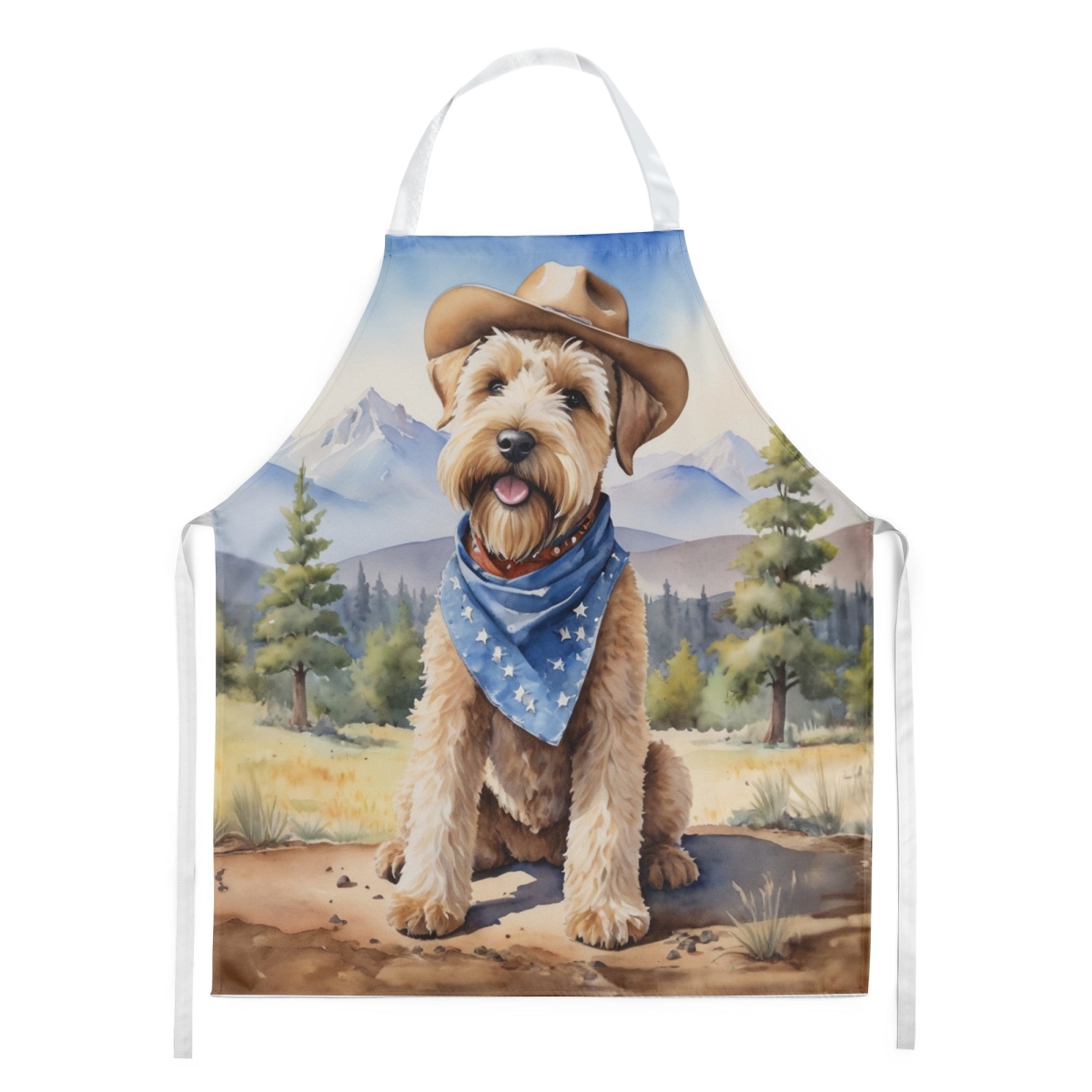 Picture of Carolines Treasures DAC5996APRON 30 x 27 in. Wheaten Terrier Cowboy Welcome Apron