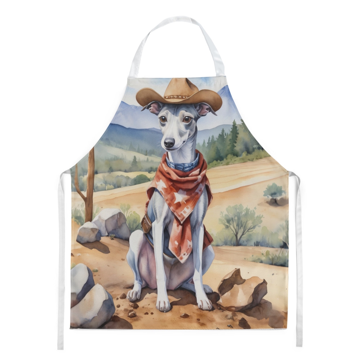 Picture of Carolines Treasures DAC5997APRON 30 x 27 in. Whippet Cowboy Welcome Apron