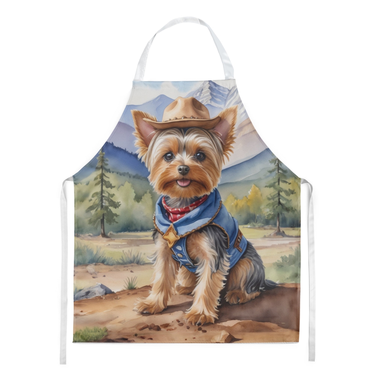 Picture of Carolines Treasures DAC5999APRON 30 x 27 in. Yorkshire Terrier Yorkie Cowboy Welcome Apron