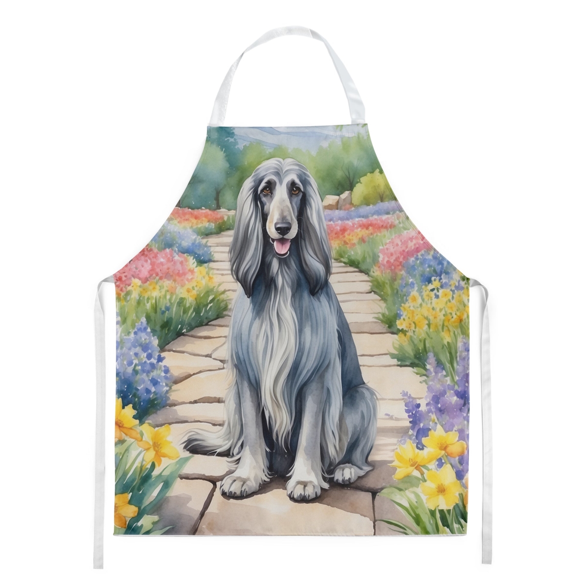 30 x 27 in. Afghan Hound Spring Garden Apron