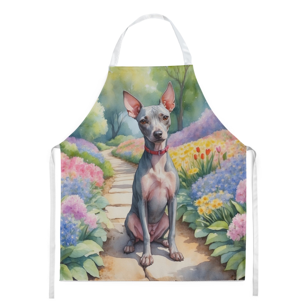 30 x 27 in. American Hairless Terrier Spring Garden Apron