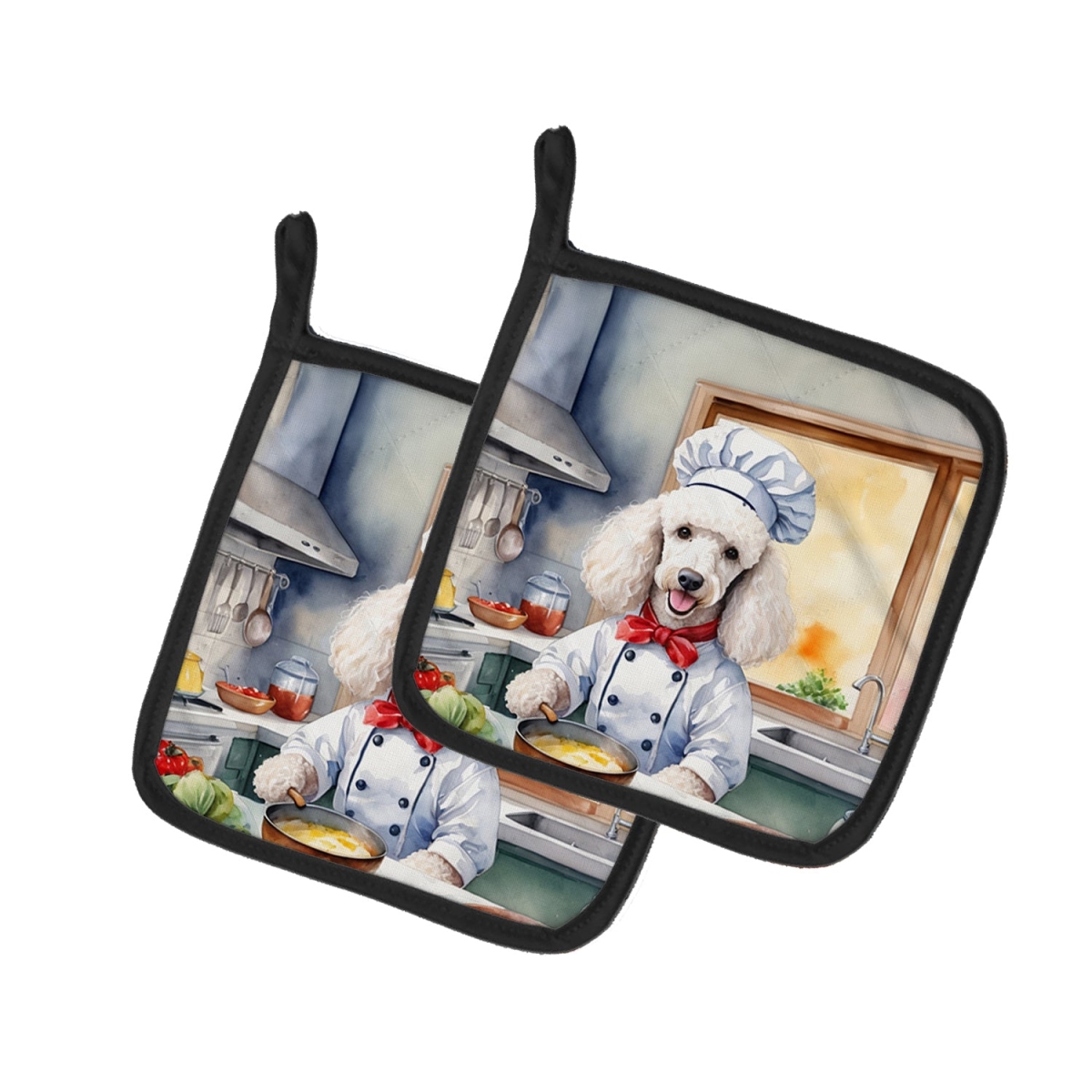 DAC6306PTHD 7.5 x 7.5 in. White Poodle The Chef Pair of Pot Holder