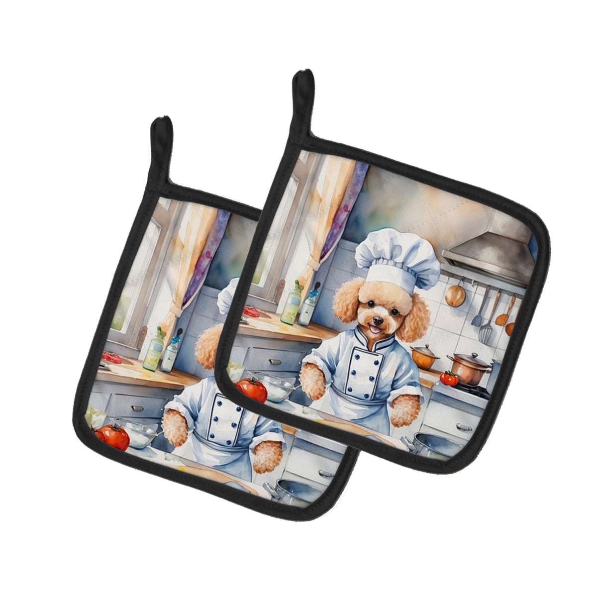 7.5 x 7.5 in. Poodle The Chef Pair of Pot Holder