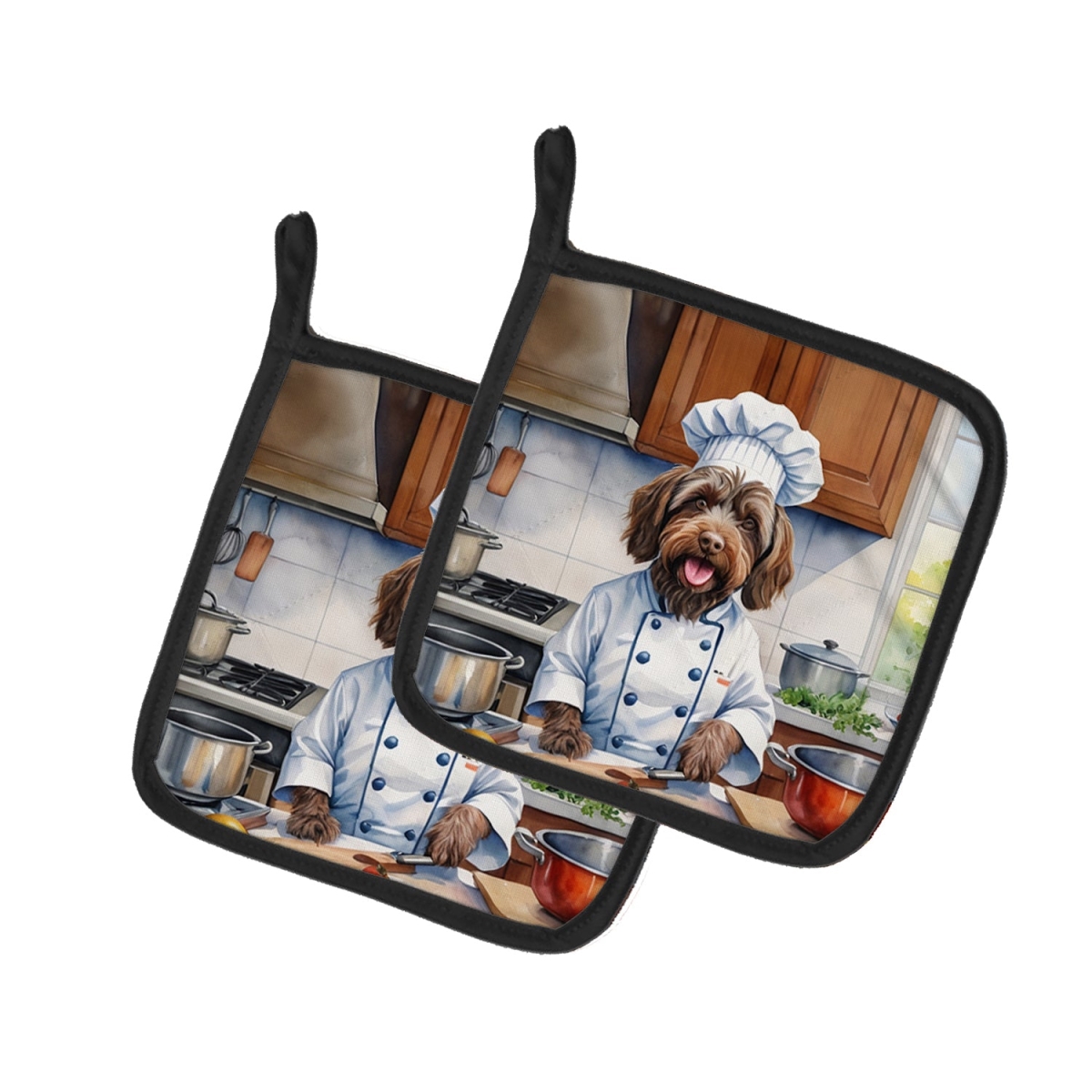 7.5 x 7.5 in. Wirehaired Pointing Griffon The Chef Pair of Pot Holder